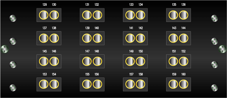 Block mit 32 halbnormalisierten Leerklinken Version 1, Frontplatte